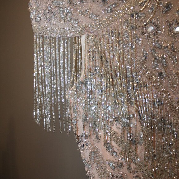 Mac Duggal Style 4715 Trumpet Gown With Embellished Fringe And Cap Sleeves Dress